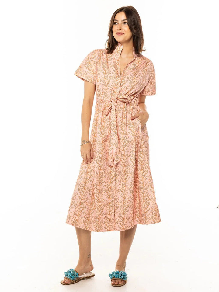 Holly Shae Dress Bria Dress in Pink Climbing Leaves