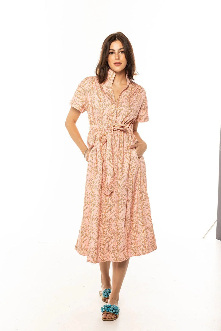 Holly Shae Dress Bria Dress in Pink Climbing Leaves