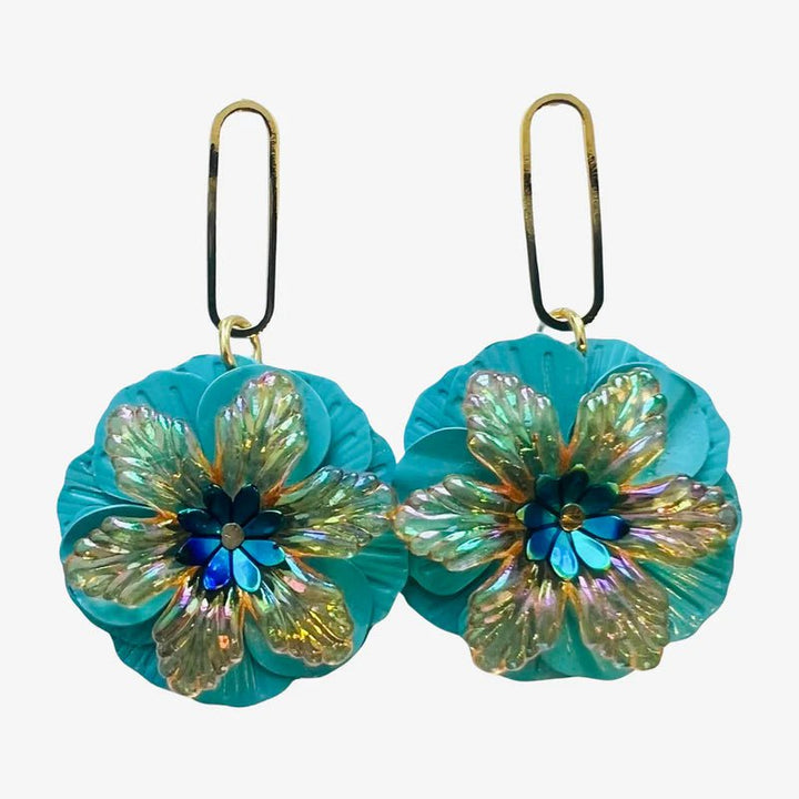 Holst + Lee Earrings Blue Metal Flower Drop Earrings