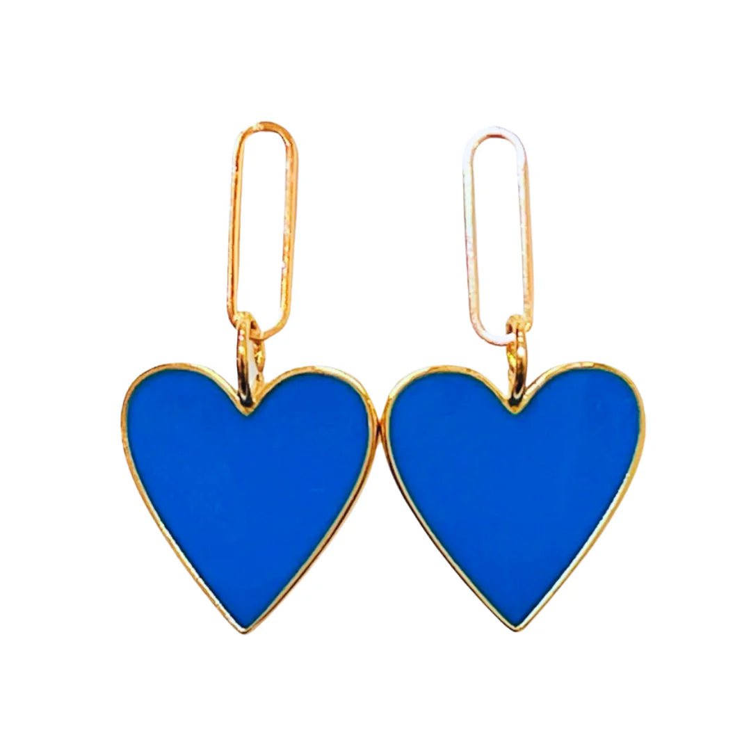 Holst + Lee Earrings Bright Blue Hearts on Fire Earrings