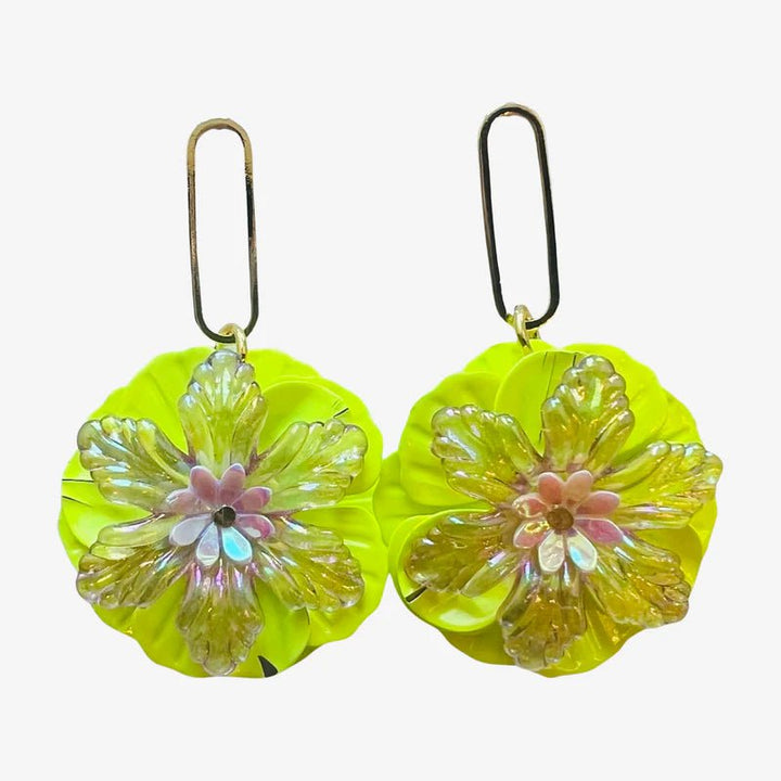 Holst + Lee Earrings Neon Metal Flower Drop Earrings