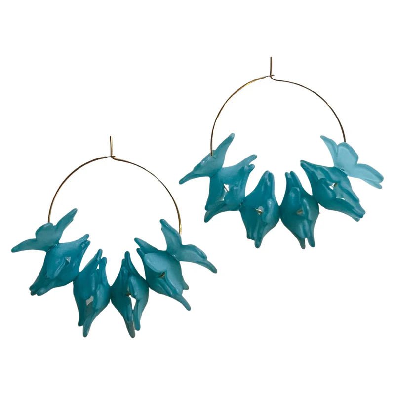 Holst + Lee Earrings Ocean Blue Floral Hoop Earrings