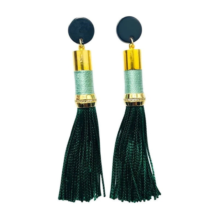 Holst + Lee Earrings Seafoam / Forest Tassel Earrings