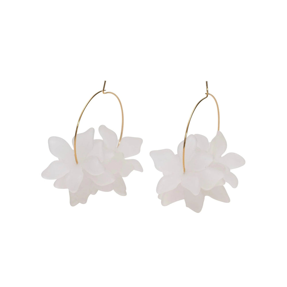 Holst + Lee Earrings White Floral Hoop Earrings