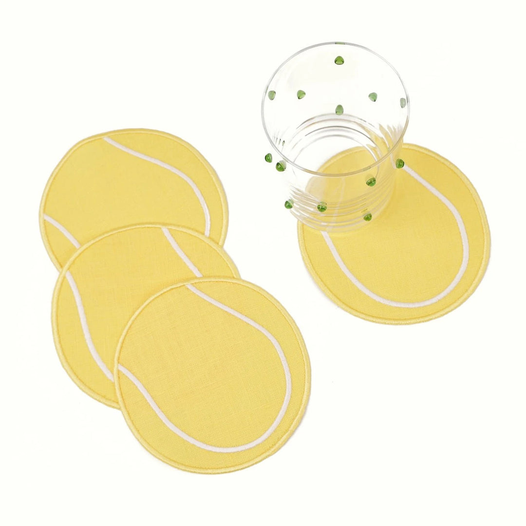 House of Gleason Cocktail Napkins Tennis Ball Linen Cocktail Napkins
