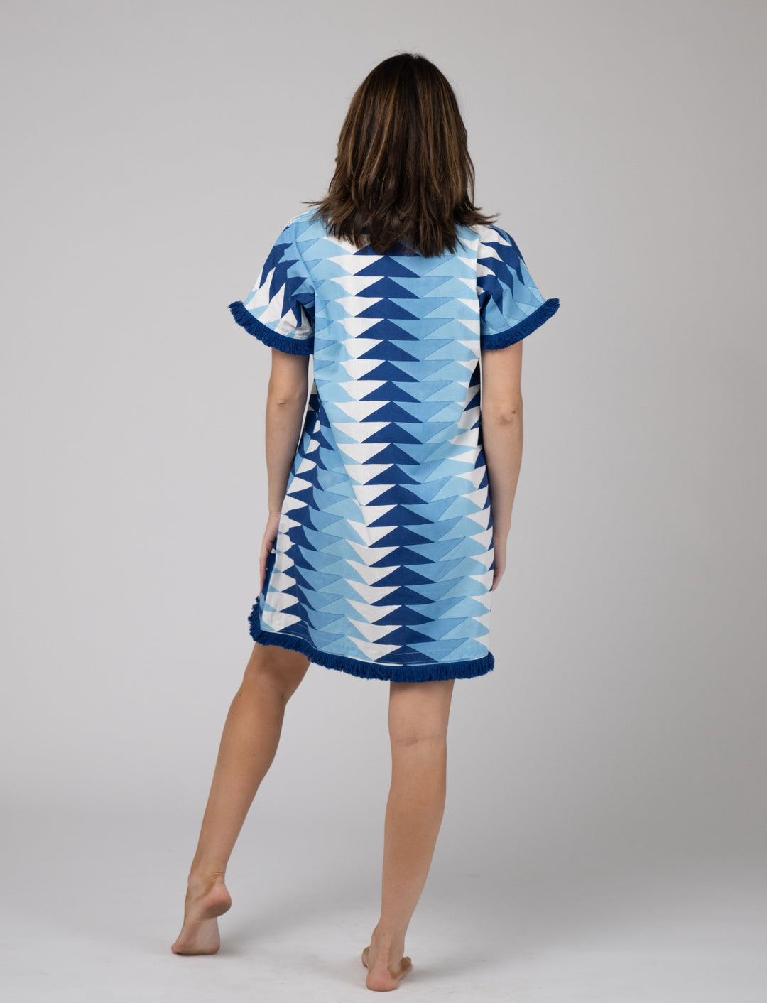 The Beach Tunic | Ocean Blockprint Bagru Triangle