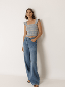 Indi and Cold Top Plaid Ruffle Tank