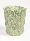 Inner Child Waste Bin Hand-Marbled Scallop Waste Bin in Seaglass Peacock