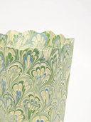 Inner Child Waste Bin Hand-Marbled Scallop Waste Bin in Seaglass Peacock