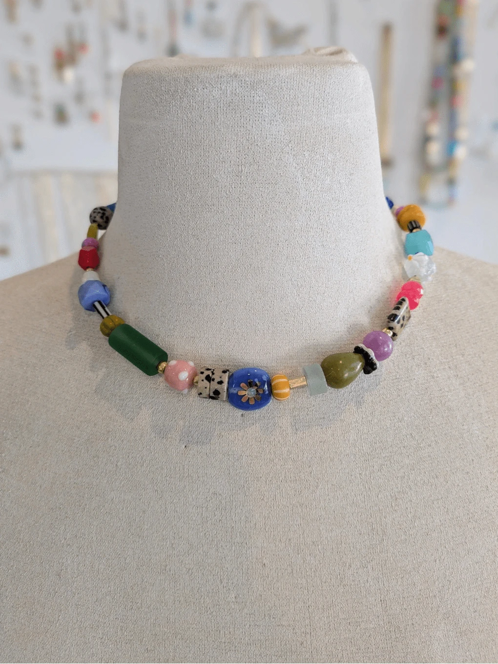 Jill Makes Necklace Winona Bright Colorful Beaded Necklace