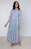 Juliet Dunn Dress Aqua & Fuchsia Maxi Dress