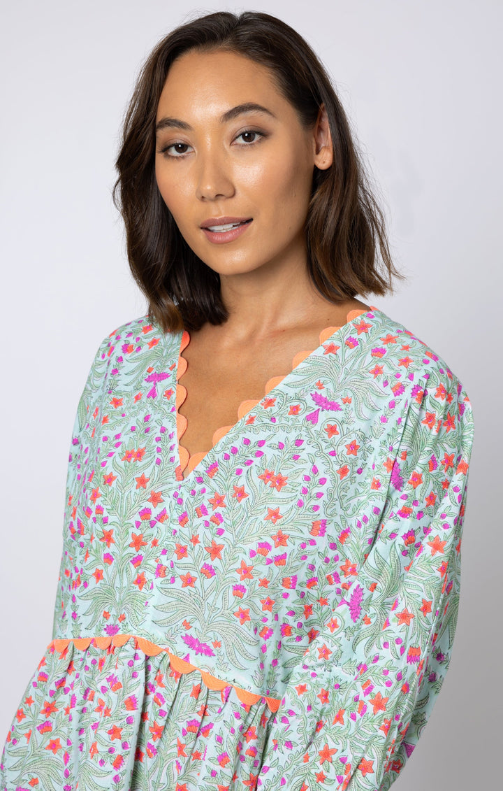 Juliet Dunn Dress Aqua & Neon Red Mini Dress