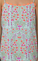 Juliet Dunn Dress Aqua & Neon Red Square Neck Maxi Dress
