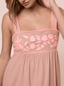 Juliet Dunn Dress Brown Maxi Dress with Pink Embroidery