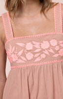 Juliet Dunn Dress Brown Maxi Dress with Pink Embroidery