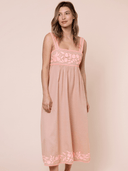 Juliet Dunn Dress Brown Maxi Dress with Pink Embroidery