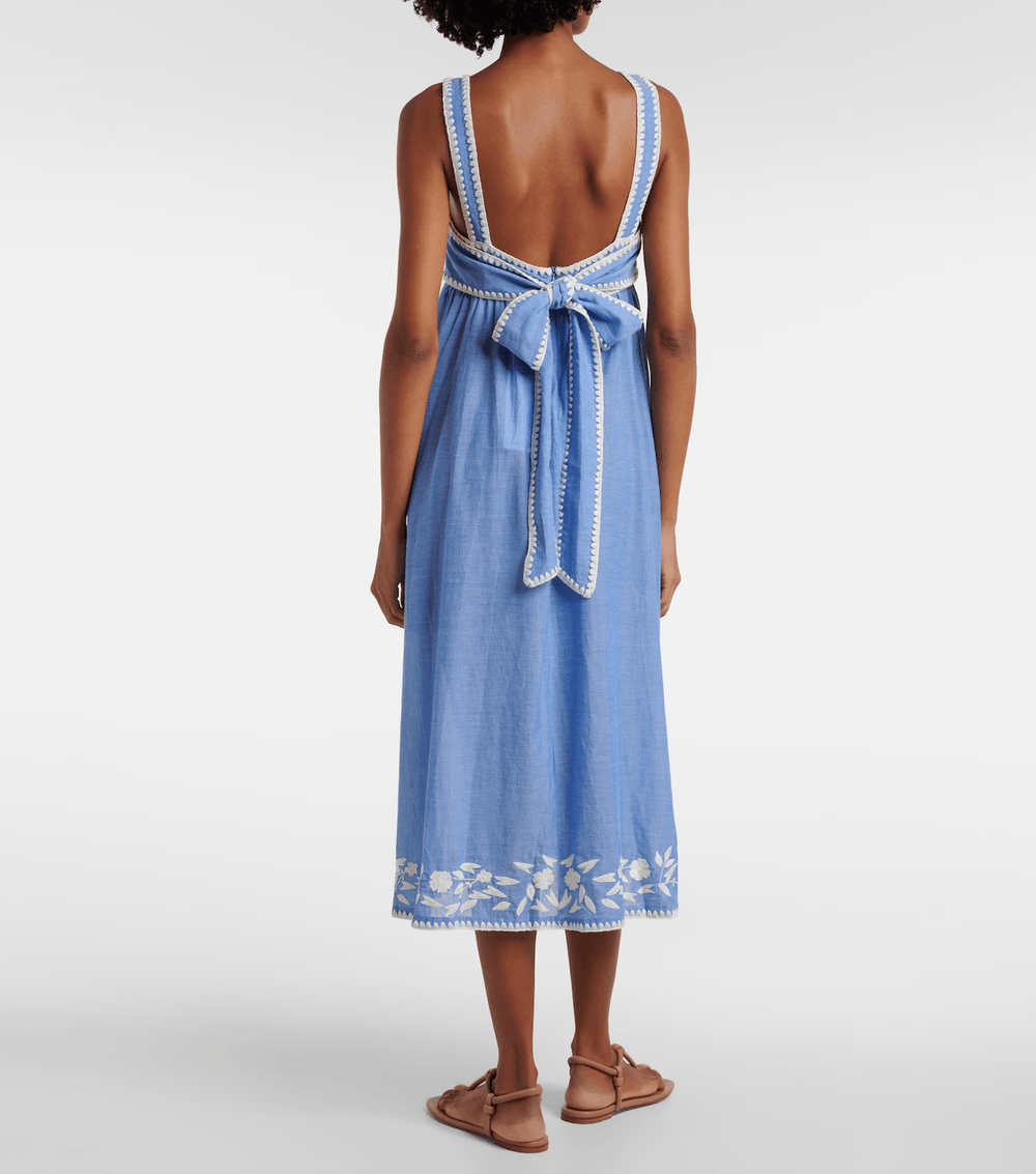 Juliet Dunn Dress Chambray Tie Back Dress