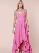 Juliet Dunn Dress Pink Floral Print Hi-Lo Dress