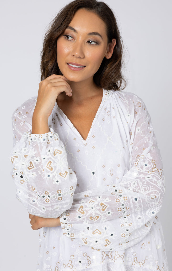Juliet Dunn Dress White Frill Tunic Mini Dress