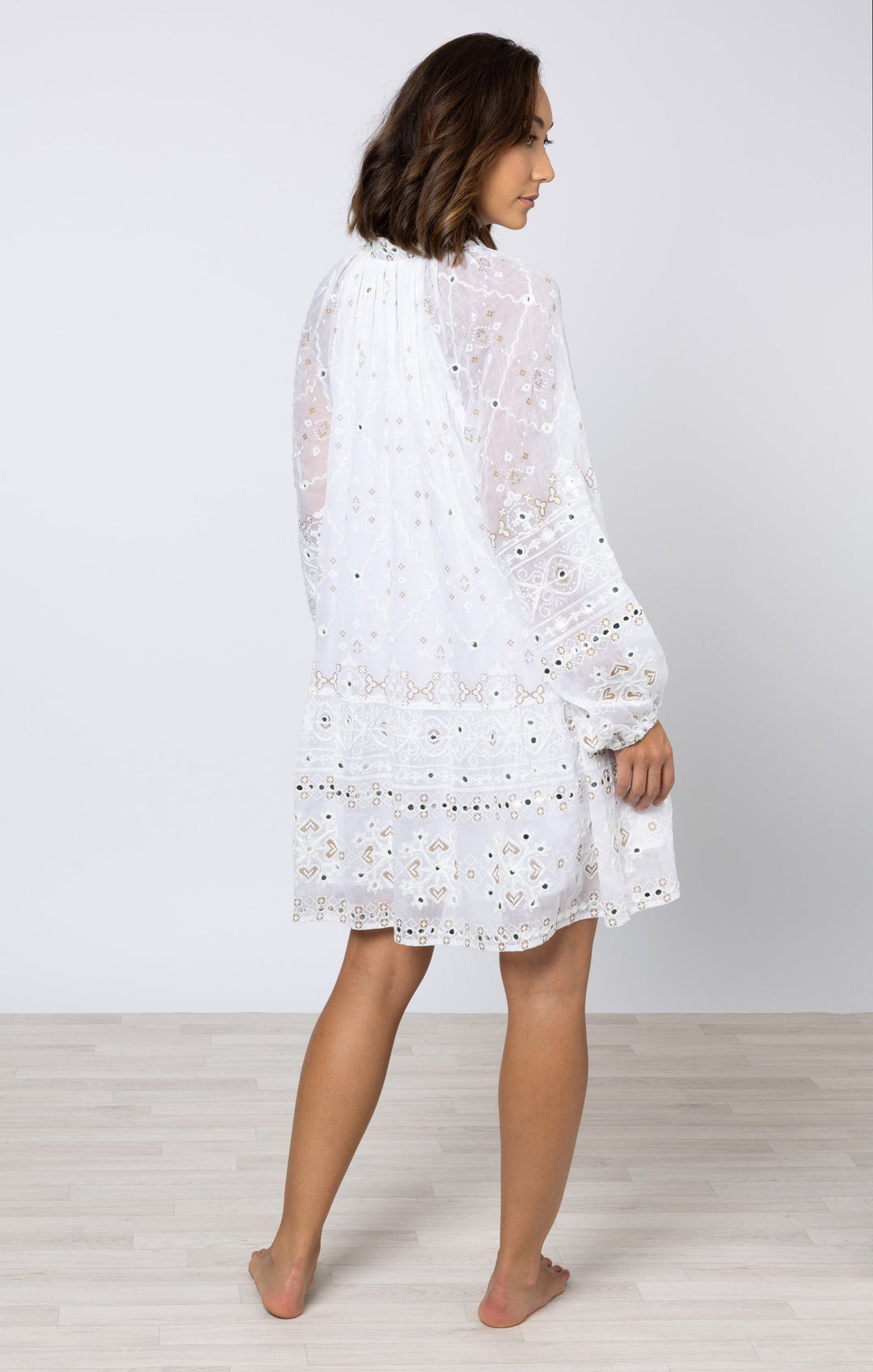 Juliet Dunn Dress White Frill Tunic Mini Dress