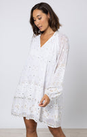 Juliet Dunn Dress White Frill Tunic Mini Dress