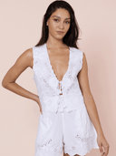 Juliet Dunn Top Scallop Embroidery Vest