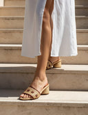 Kaanas Shoes Azai Beaded Raffia Heel in Brandy