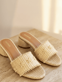 Kaanas Shoes Azai Beaded Raffia Heel in Natural