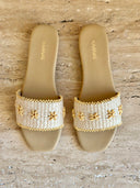 Kaanas Shoes Selah Beaded Raffia Slide in Natural