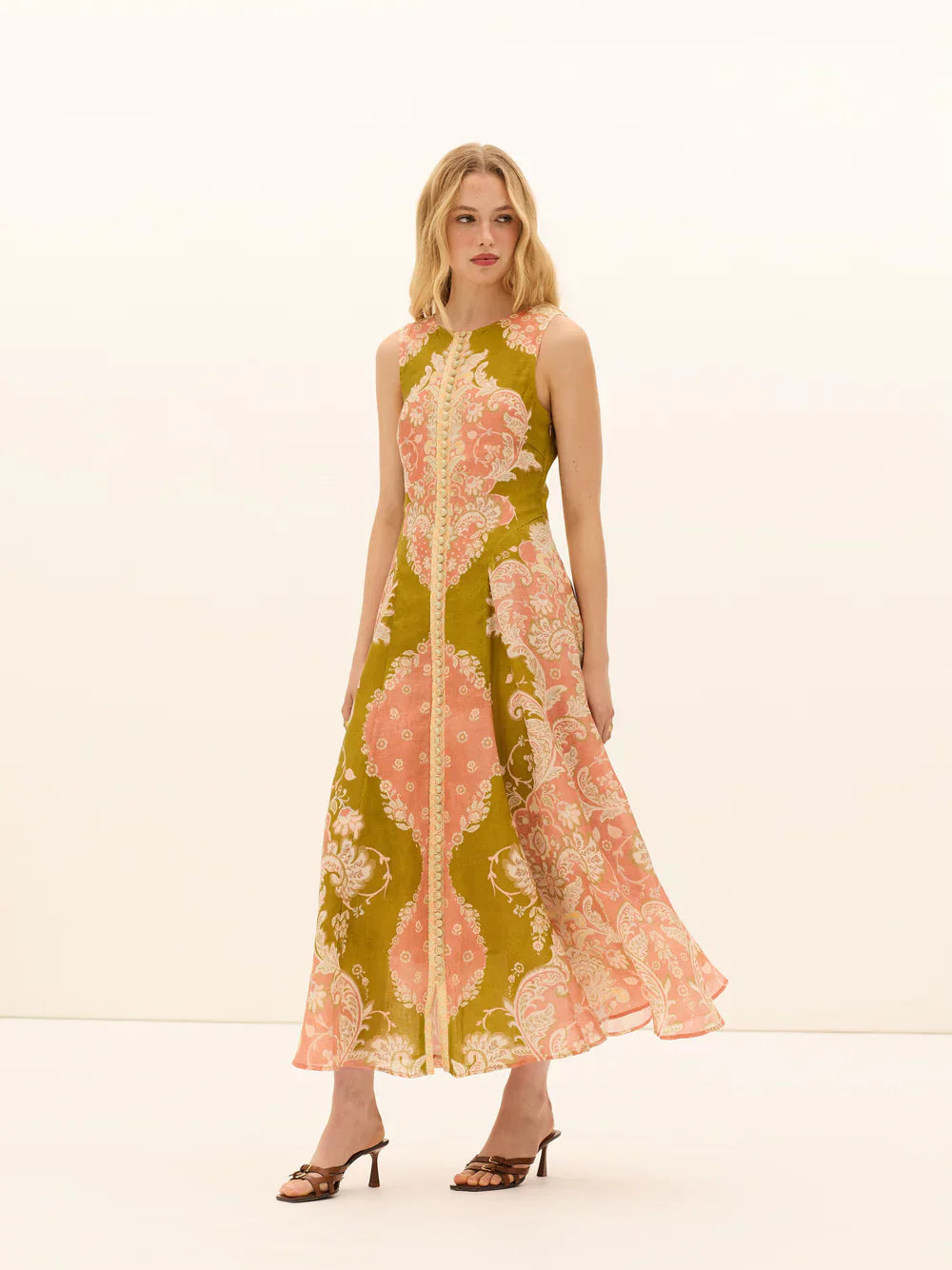 The Girasole Paneled Dress 3 / Green Pink The Girasole Paneled Dress 3 / Green Pink