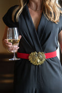 Red Raffia Belt Band