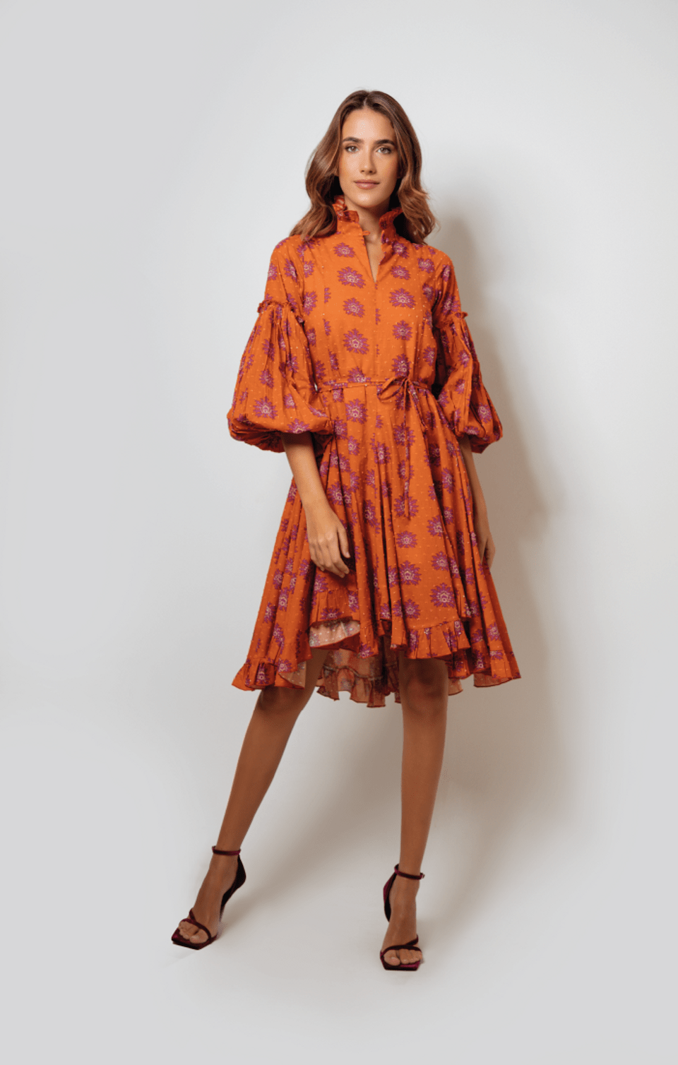 Kleid Dress Agatha Mini Dress in Flower Orange