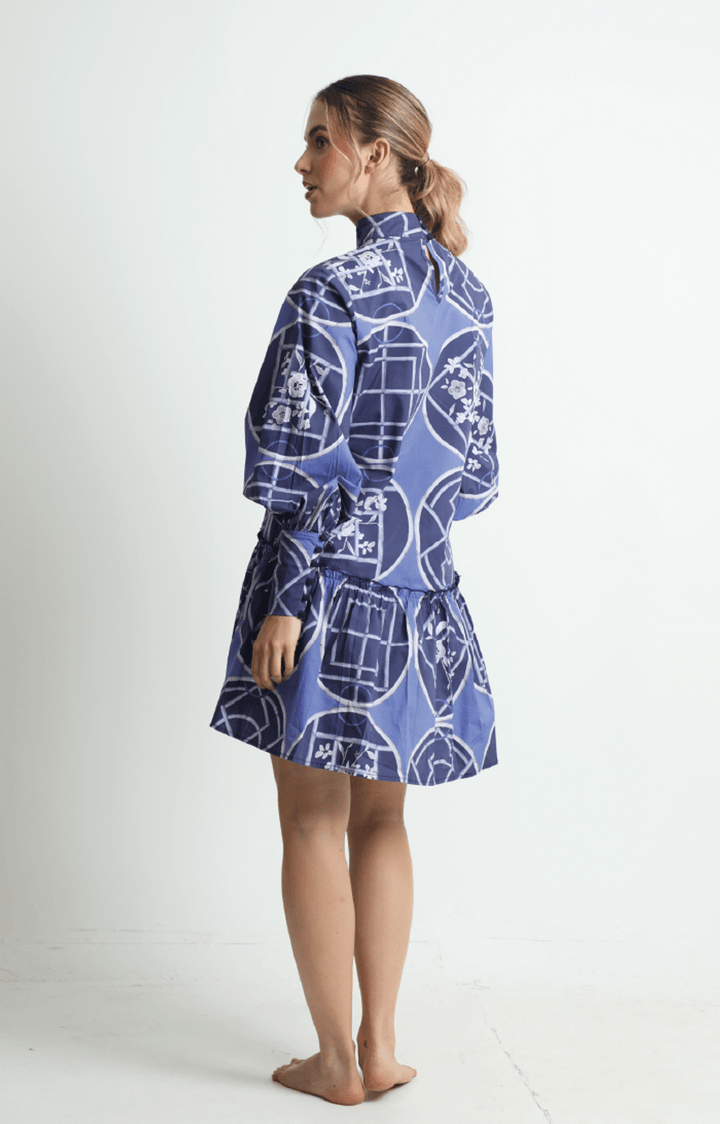 Kleid Dress Fiona Mini Dress in Blue Circles