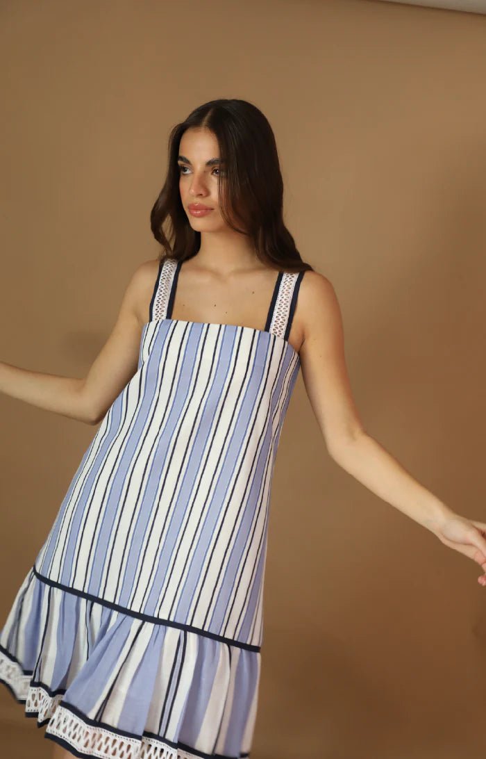 Kleid Dress Ivanna Mini Dress in Blue Stripe