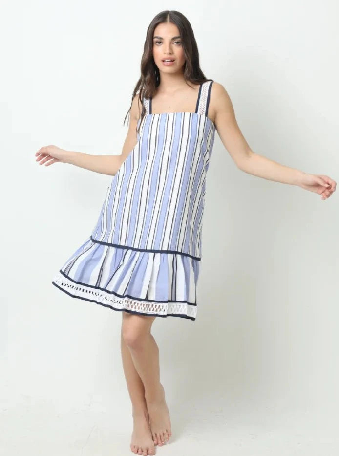Kleid Dress Ivanna Mini Dress in Blue Stripe