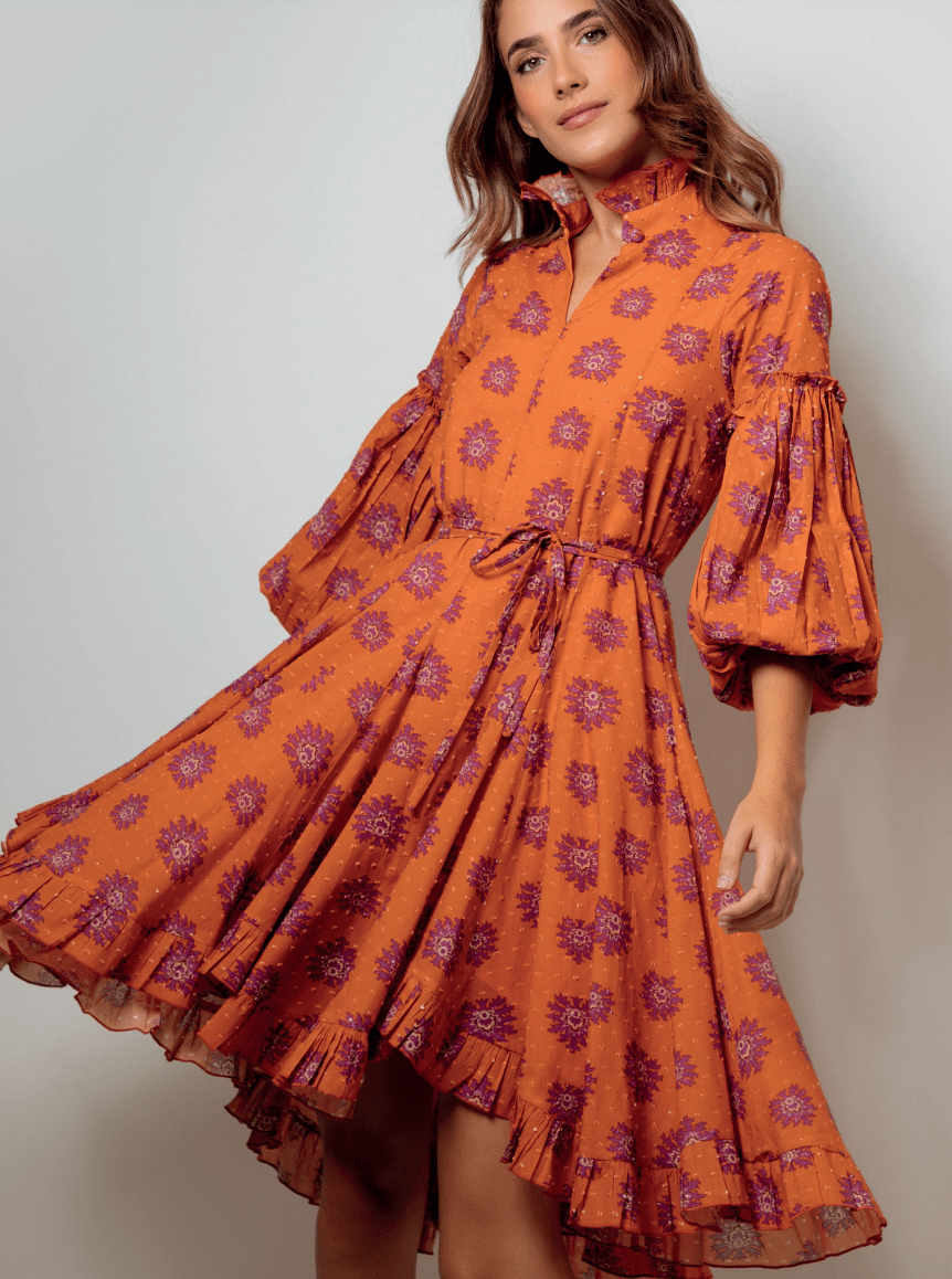 Kleid Dress Kleid | Agatha Mini Dress in Flower Orange