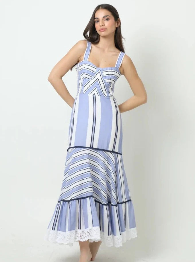 Kleid Dress Renatta Dess in Blue Stripe