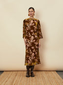 La Maise Dress Bianca Velvet Midi Dress in Hydrangea