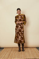 La Maise Dress Bianca Velvet Midi Dress in Hydrangea