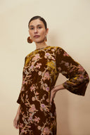 La Maise Dress Bianca Velvet Midi Dress in Hydrangea