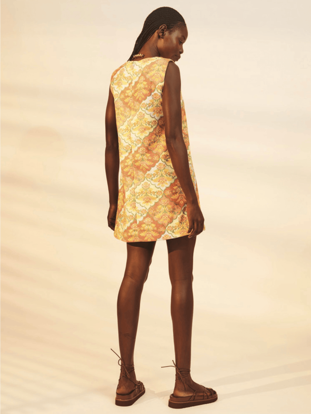 La Maise Dress Kataya A-Line Mini Dress in Tablecloth Print