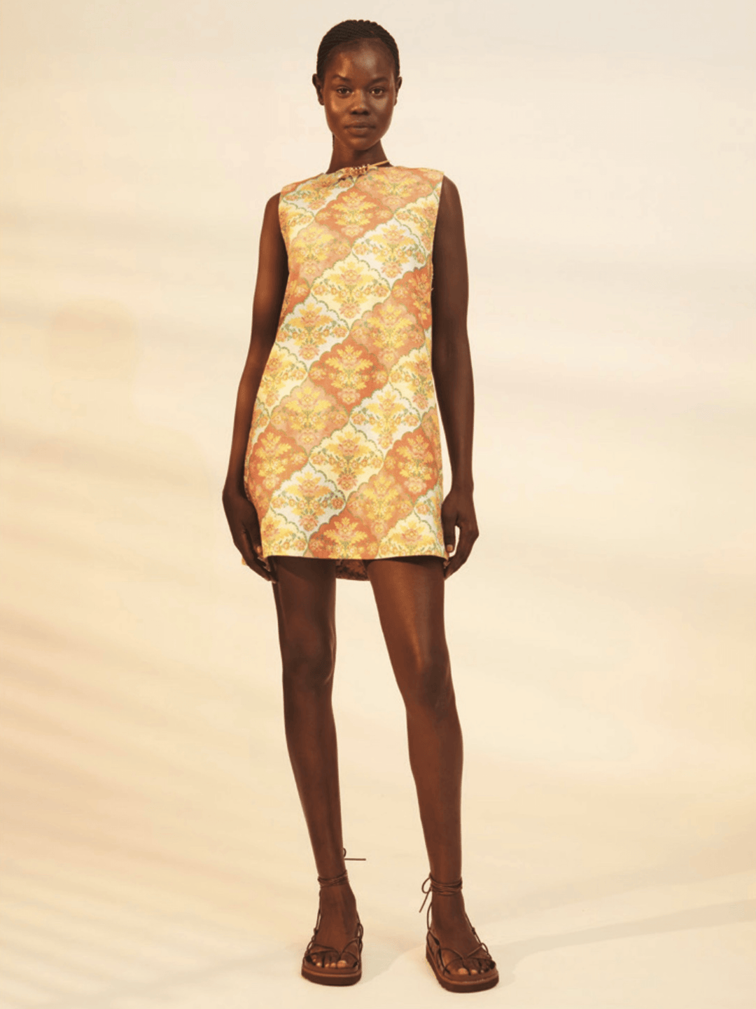 La Maise Dress Kataya A-Line Mini Dress in Tablecloth Print