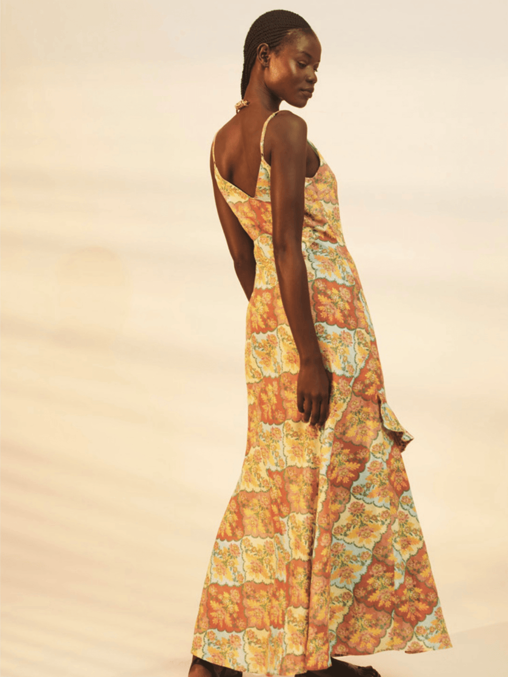 La Maise Dress Kataya Midi Dress in Tablecloth Print