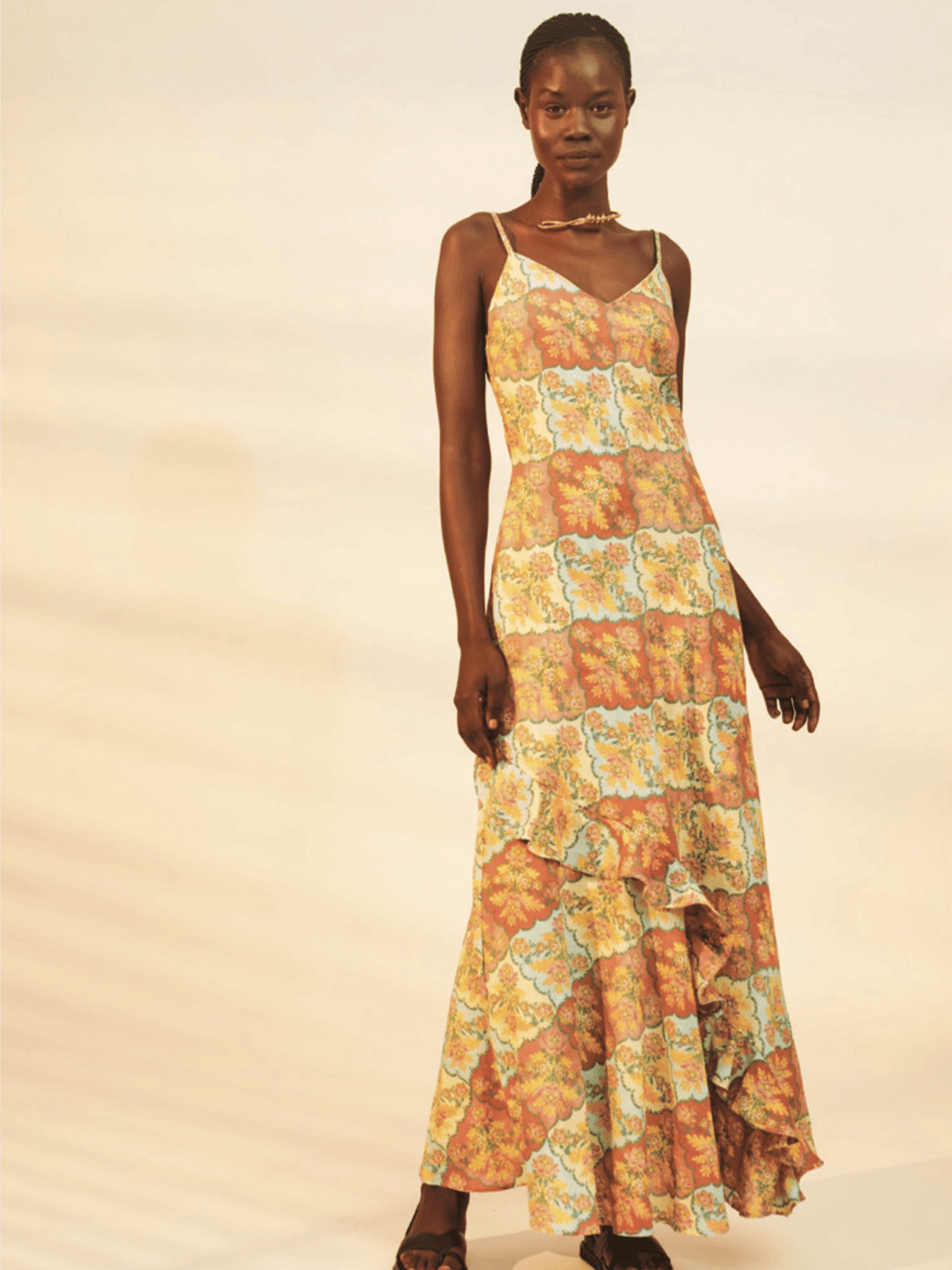 La Maise Dress Kataya Midi Dress in Tablecloth Print