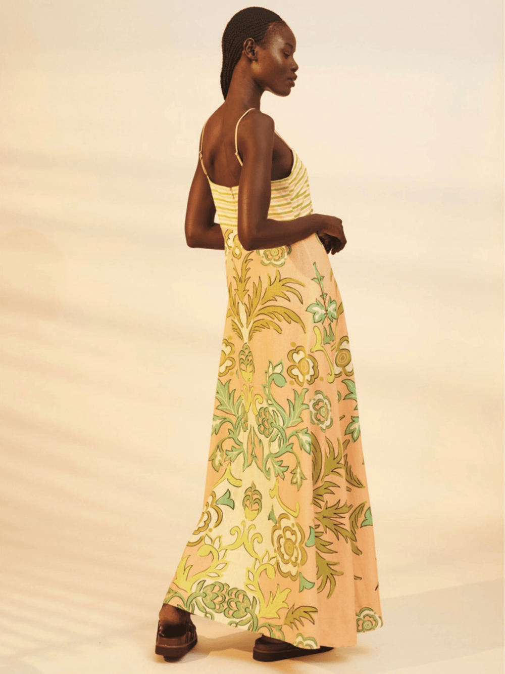 La Maise Dress Lucia Maxi Dress in Pink Placement Print
