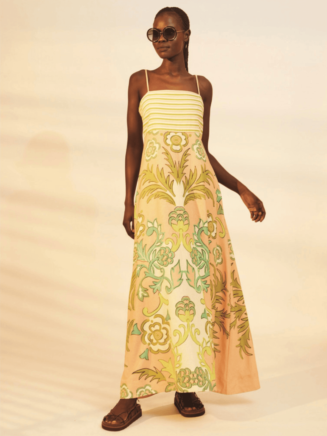 La Maise Dress Lucia Maxi Dress in Pink Placement Print