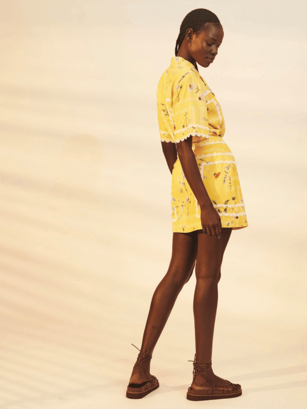 La Maise Top Aria Mini Skirt in Delicate Floral Print