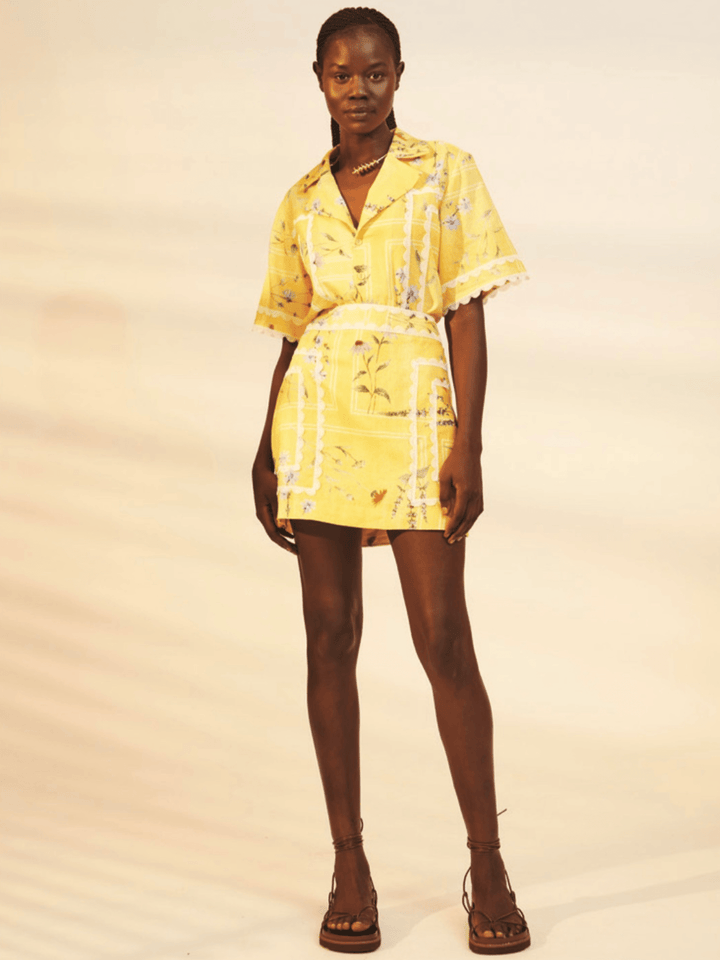 La Maise Top Aria Mini Skirt in Delicate Floral Print