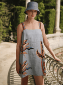 Las Sureñas Dress Light Blue Bali Tiger Short Dress