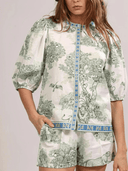 Las Sureñas Top Africa Green Balloon Shirt